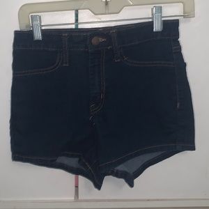 high rise denim shorts